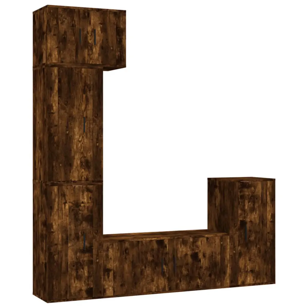 5 Piece TV Cabinet Set Smoked Oak Engineered Wood 3188619 5 Piece TV Cabinet Set Smoked Oak Engineered Wood 3188619