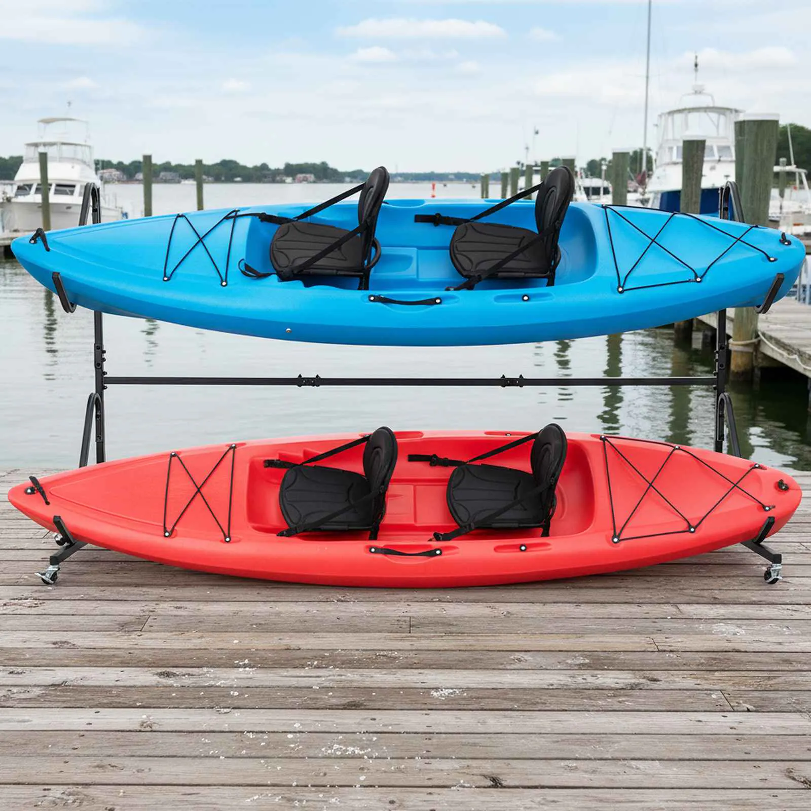 Costway Kayak Storage Rack Metal Kayak Stand Display Racks Lockable SUP & Canoe Holder Garage Dock Surfboards Ski
