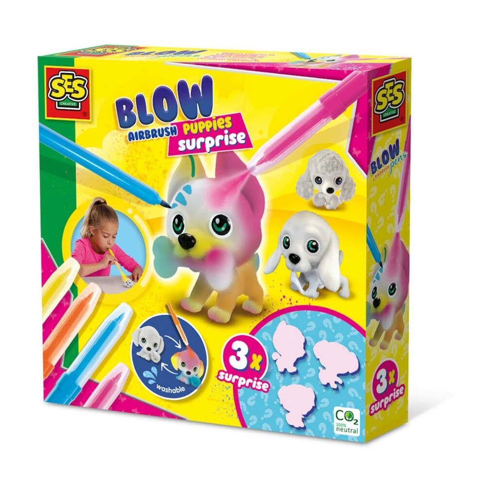 SES Creative Blow Airbrush Pens - Puppies Surprise 3x