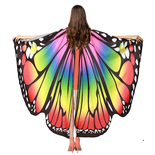 Adult Rainbow Butterfly Cape Party Costume Halloween Fancy Dress Up Accessory image number null