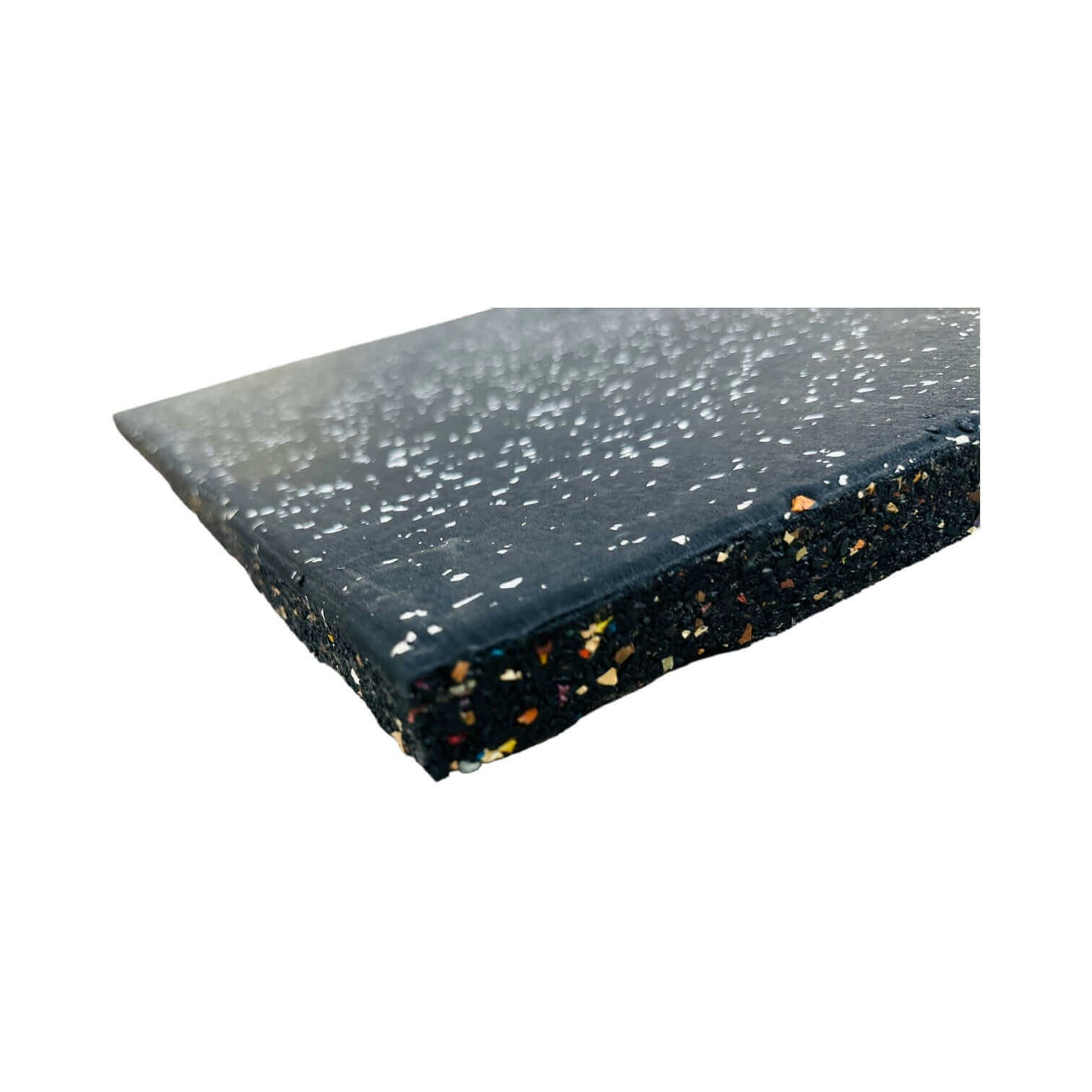 Pack of 100 - 30mm Rubber Gym Flooring Dual Density EPDM Rubber Dense Tile Mat 1m x 1m BLACK with WHITE