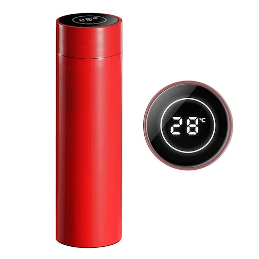 SOGA 500ML Stainless Steel Smart LCD Thermometer Display Bottle Vacuum Flask Thermos Red image number null