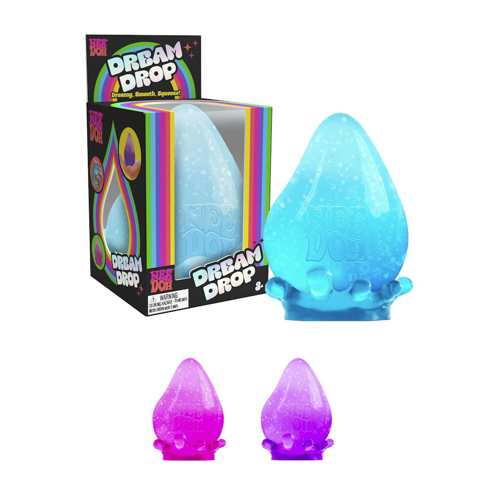 Schylling Dream Drop - 1 Colour Chosen At Random, Glitter Raindrop Fidget Toy With Removable Base