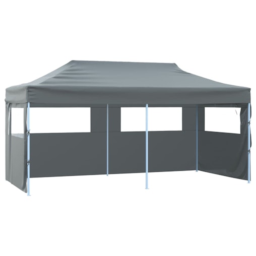 vidaXL Professional Folding Party Tent with 4 Sidewalls 3x6 m Steel Anthracite image number null