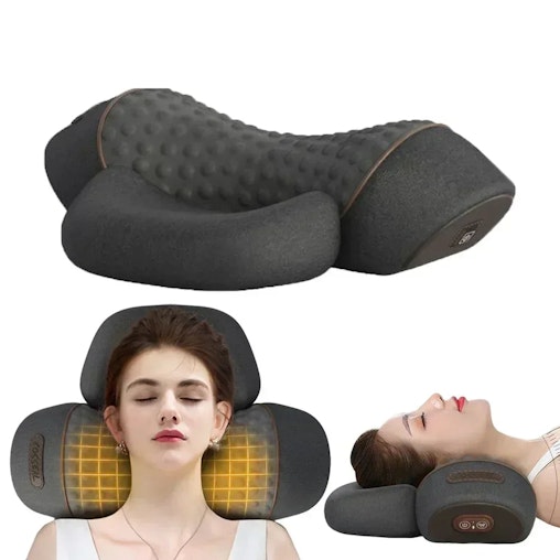 NNEOBA Electric Cervical Massage Pillow Heated Neck & Spine Support Grey image number null