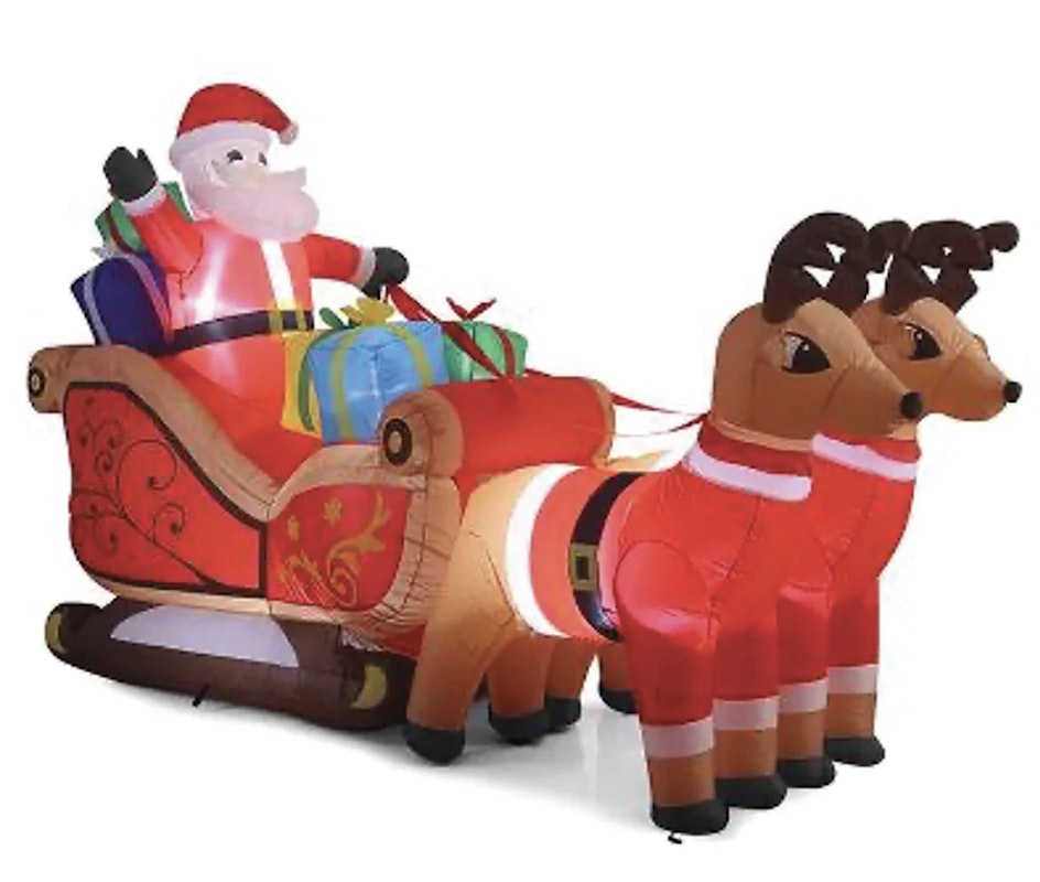320cm Xmas Father Christmas Charm Santa Sleigh With Reindeer + LED Lights Inflatable image number null