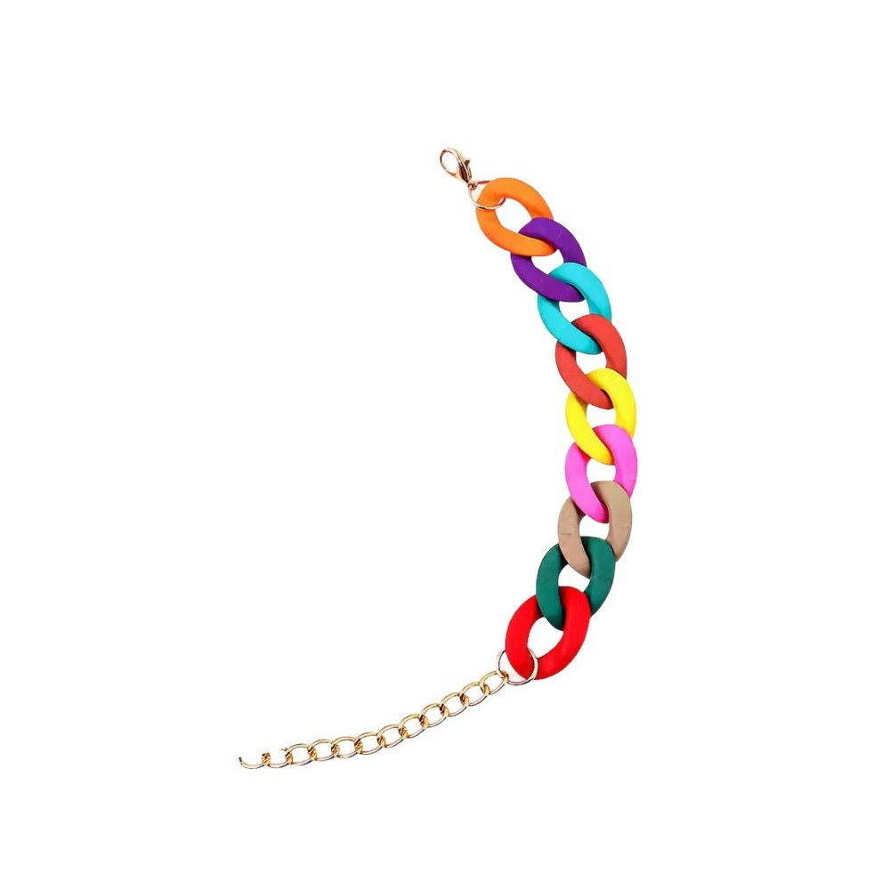 One of a Kind Club Plain Matt Multicoloured Chunky Chain Bracelet
