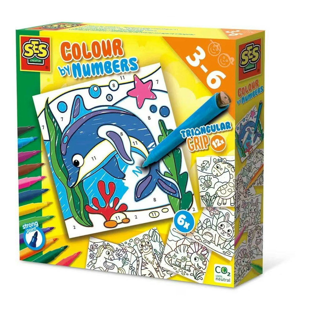 SES Creative Colour By Numbers - Triangular Grip Colouring Pens