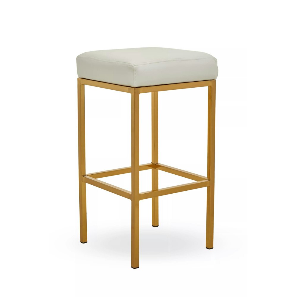 interiors by Premier Baina White Pu And Gold Finish Bar Stool