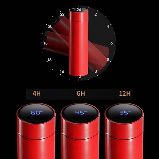 SOGA 2X 500ML Stainless Steel Smart LCD Thermometer Display Bottle Vacuum Flask Thermos Red SOGA 2X 500ML Stainless Steel Smart LCD Thermometer Display Bottle Vacuum Flask Thermos Red