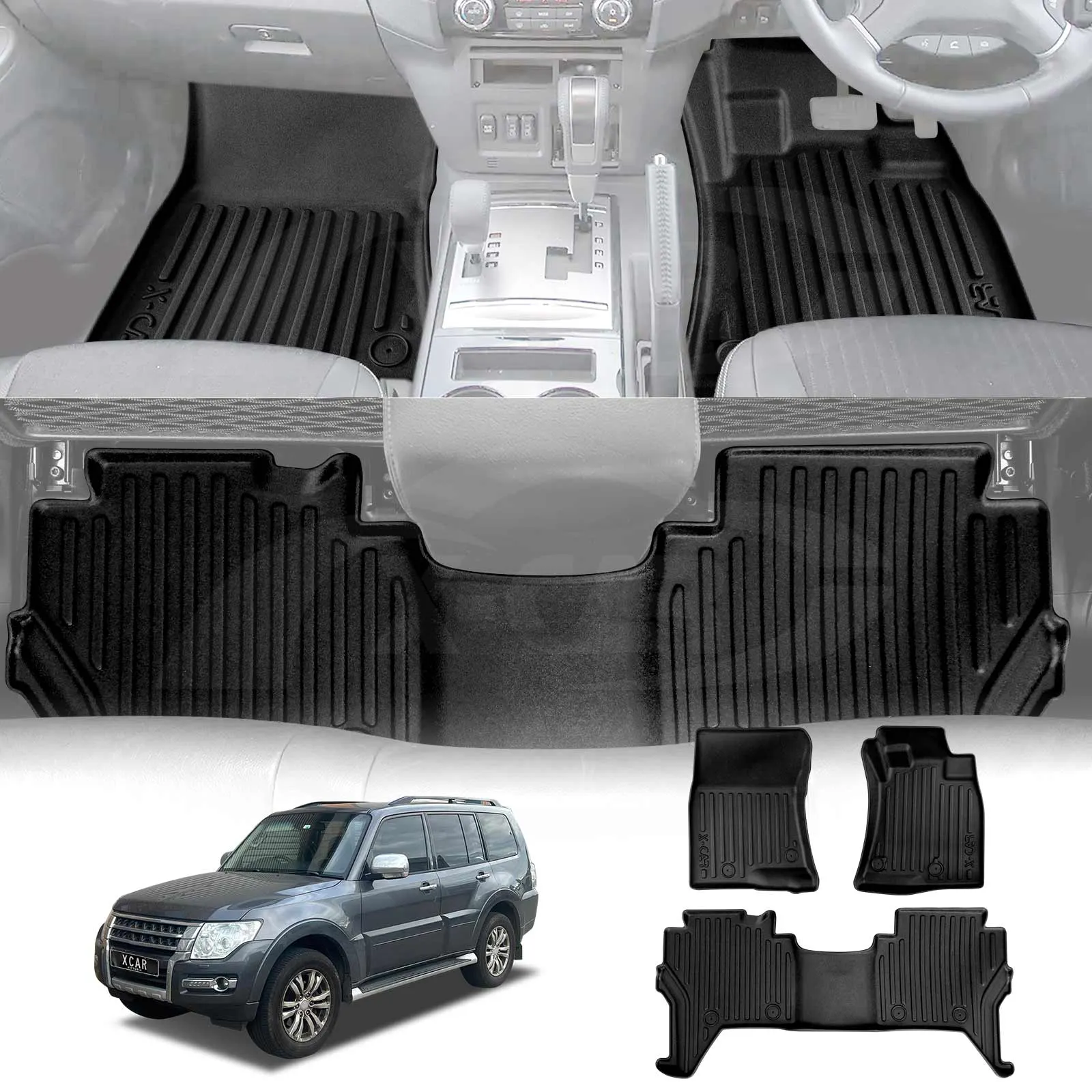 3D Floor Mats for Mitsubishi Pajero 2006-2022 Heavy Duty All Weather Car Waterproof Interior Protection Liner Set