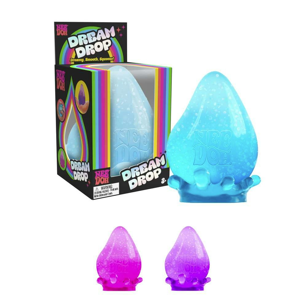 Schylling Dream Drop - 1 Colour Chosen At Random, Glitter Raindrop Fidget Toy With Removable Base