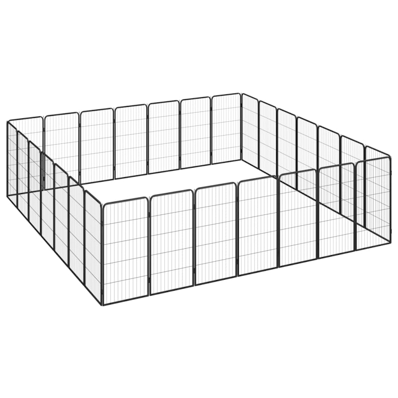 NNEVL 28-Panel Dog Playpen Black 50x100 cm Powder-coated Steel image number null