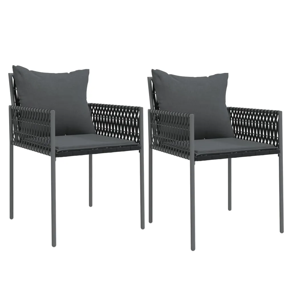 Garden Chairs with Cushions 2 pcs Black 54x61x83 cm Poly Rattan 364101 Garden Chairs with Cushions 2 pcs Black 54x61x83 cm Poly Rattan 364101