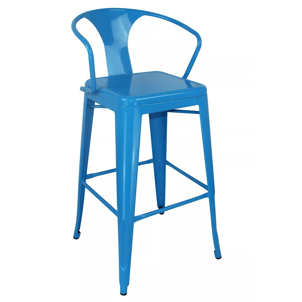 interiors by Premier Blue Powder Coated Metal Cubic Bar Chairwith Arms