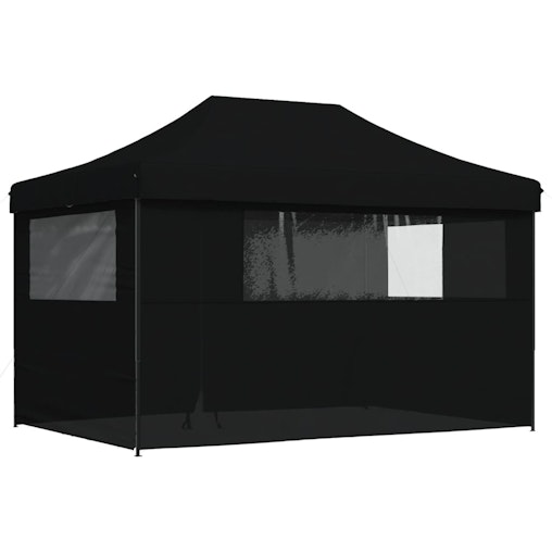 vidaXL Foldable Party Tent Pop-Up with 4 Sidewalls Black vidaXL Foldable Party Tent Pop-Up with 4 Sidewalls Black