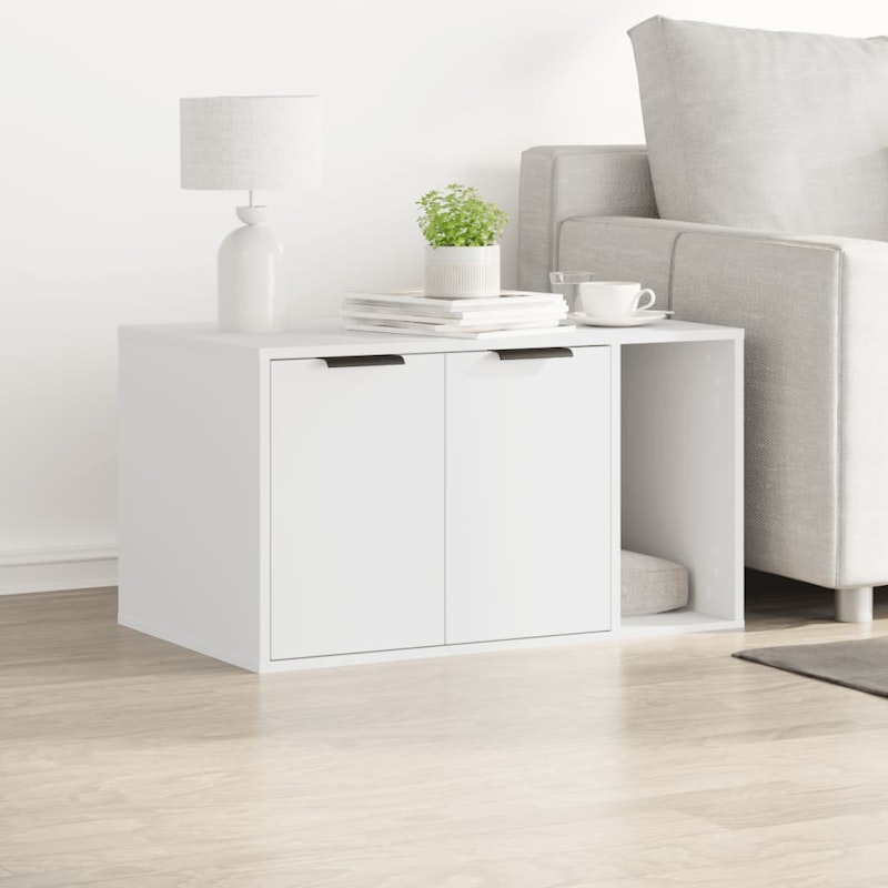 vidaXL Cat Litter Box Enclosure White 80x50x45 cm Engineered Wood image number null