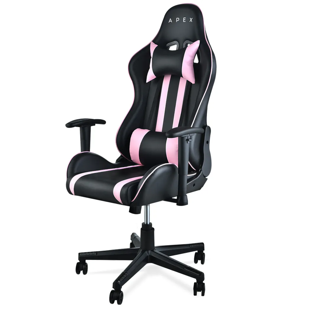 Overdrive Reclining Pink Gaming Chair Office Computer Ergonomic Racing Seat Overdrive Reclining Pink Gaming Chair Office Computer Ergonomic Racing Seat