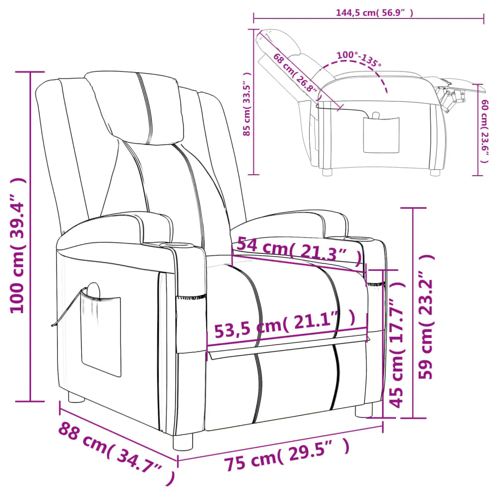 Massage Chair Black Faux Leather 342712