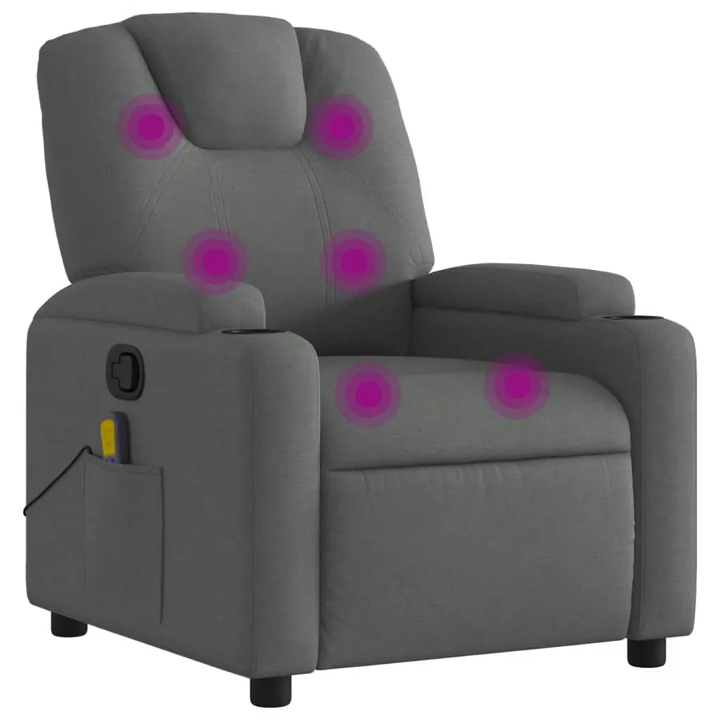 Massage Recliner Chair Dark Grey Fabric 3205969 Massage Recliner Chair Dark Grey Fabric 3205969