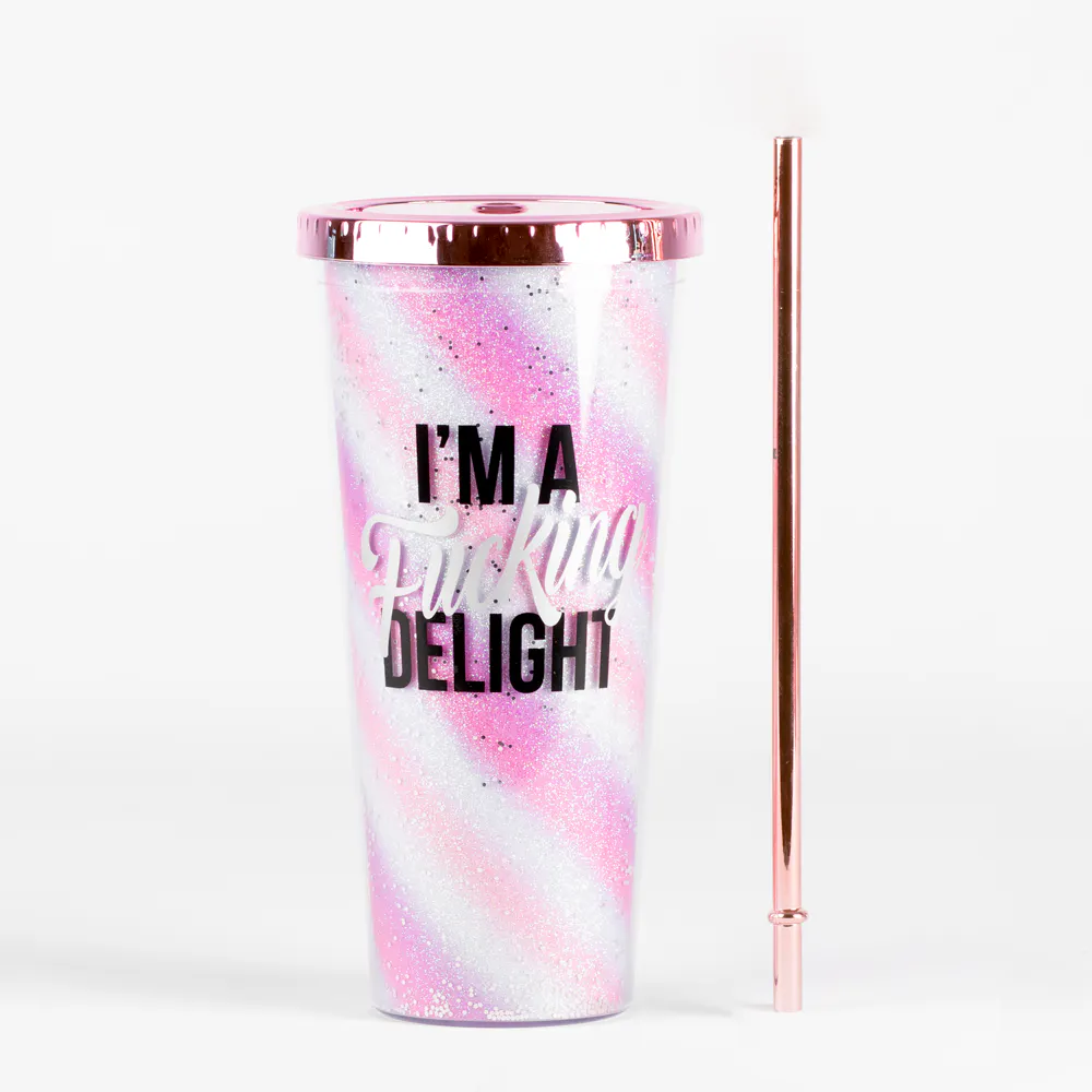 Glitter Sipper Cup I Am A Delight Pink