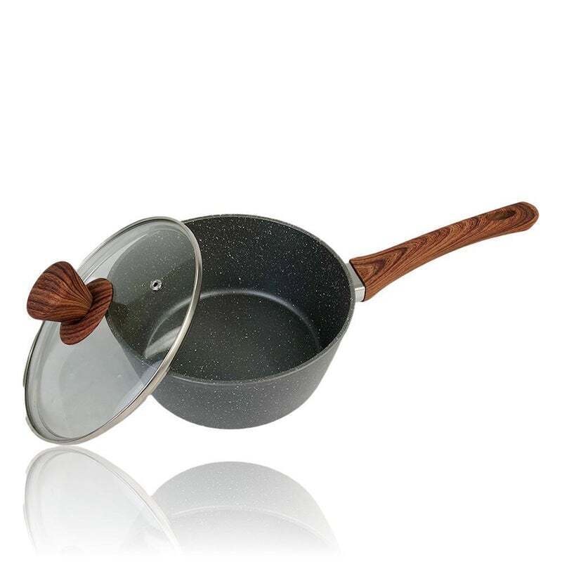 Clevinger 20cm Ceramic Marble Non-Stick Saucepan Cookware Casserole Pot w/Lid image number null