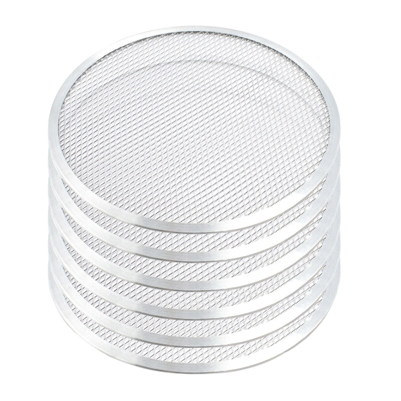 SOGA 6X 12-inch Round Seamless Aluminium Nonstick Commercial Grade Pizza Screen Baking Pan image number null