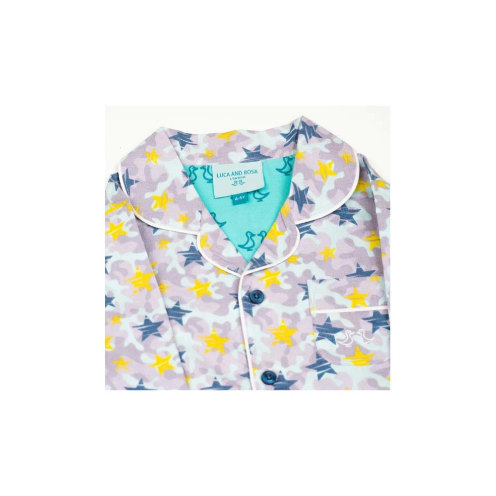 Luca and Rosa Shining Stars Print Boys Button Up Pyjamas