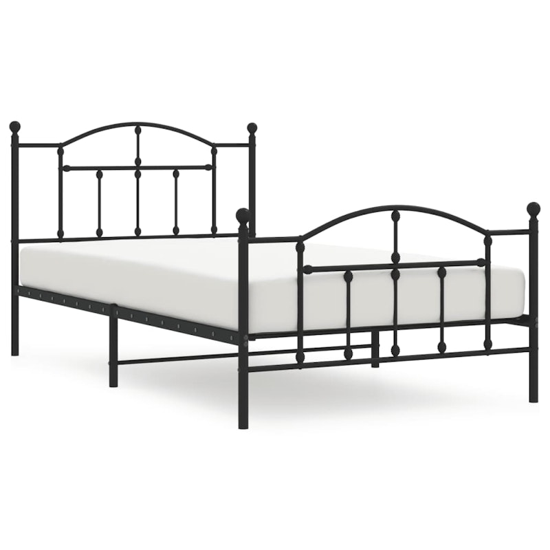 NNEVL Metal Bed Frame with Headboard and Footboard Black 107x203 cm King Single image number null