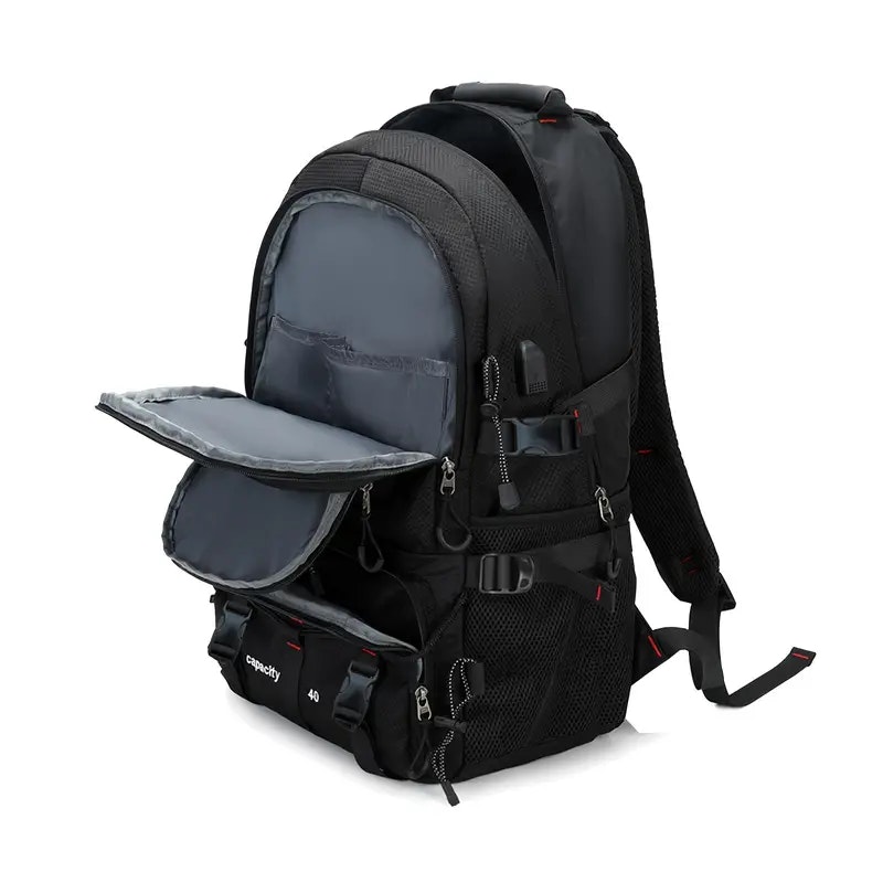 NNETM Rugged Explorer Waterproof Travel Backpack - Black image number null