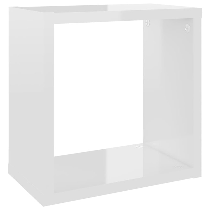 NNEVL Wall Cube Shelves 2 pcs High Gloss White 26x15x26 cm image number null