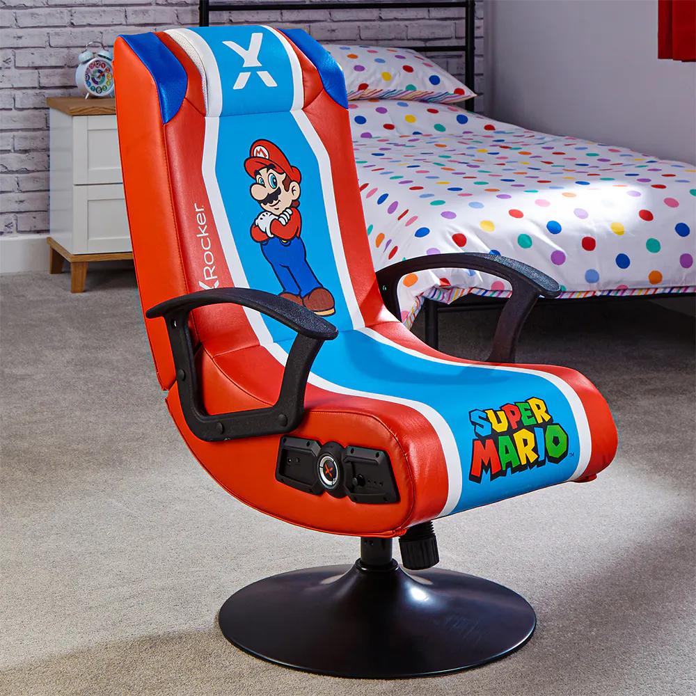 X-Rocker Nintendo Veleno 2.1 Gaming Chair Seat Office/Home Seat Mario Blue/Red
