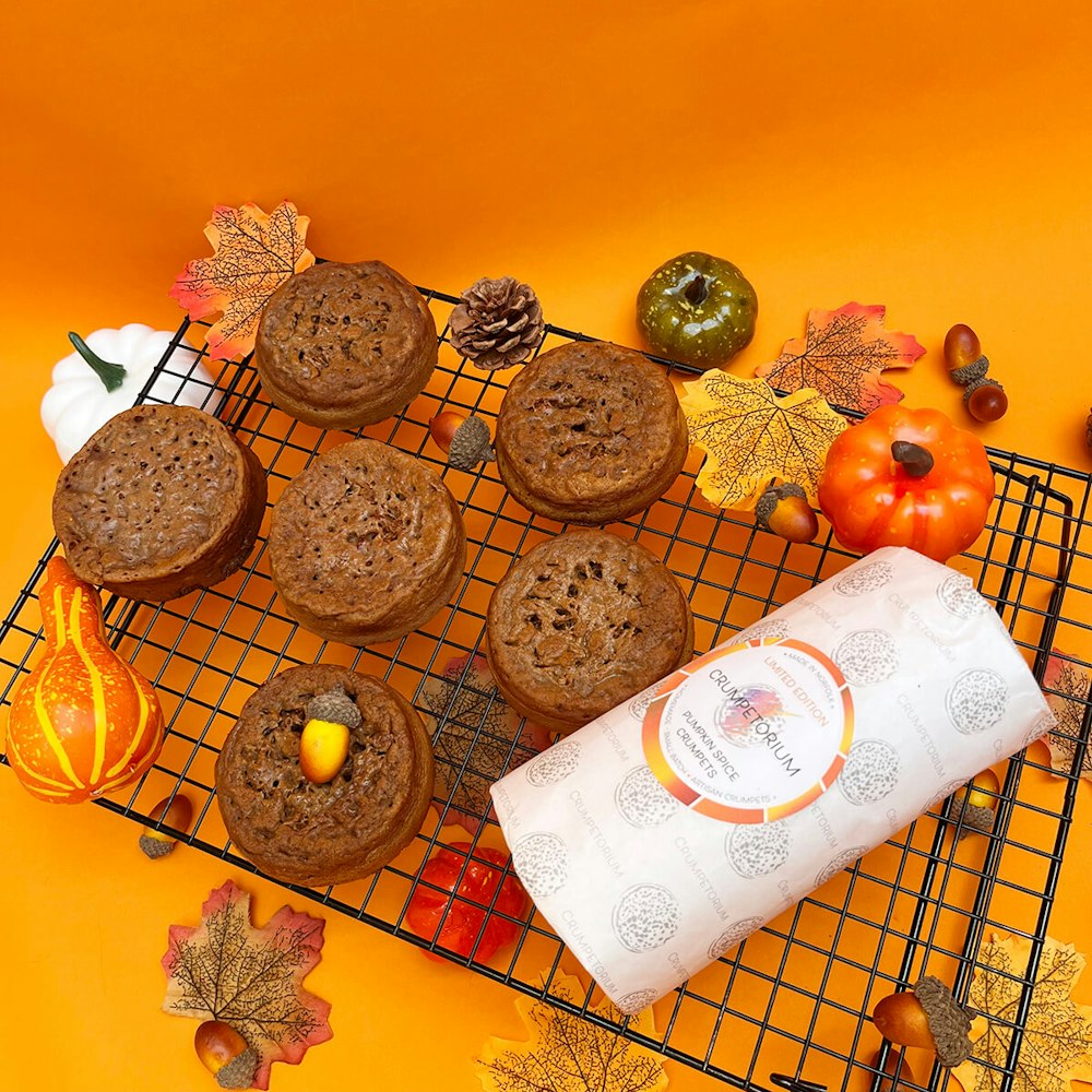 Crumpetorium 12 X Pumpkin Spice Crumpet, Handmade