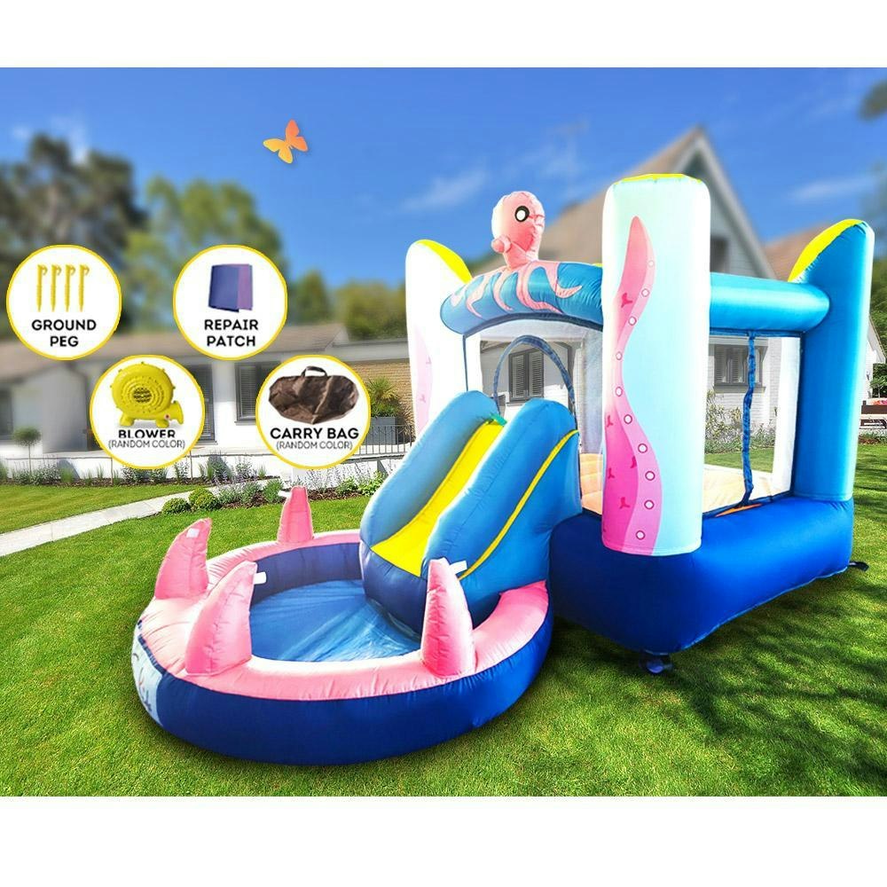 Octopus Small Inflatable Castle Kids Home Amusement Playground w/ Slide climb