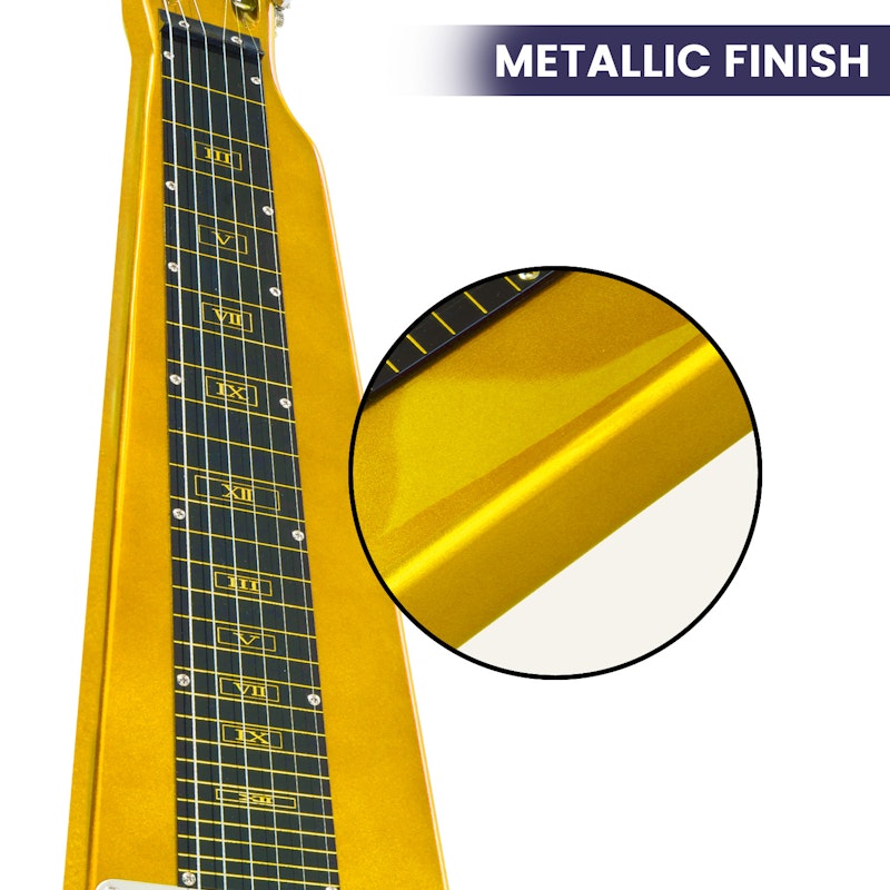 Karrera 29in 6-String Lap Steel Hawaiian Guitar - Metallic Gold image number null