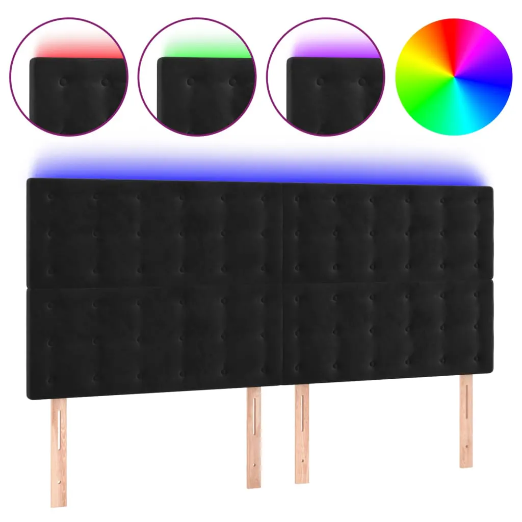 LED Headboard Black 200x5x118/128 cm Velvet 3122926