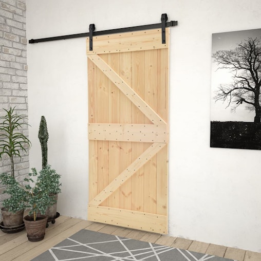 NNEVL Sliding Door with Hardware Set 90x210 cm Solid Pine Wood NNEVL Sliding Door with Hardware Set 90x210 cm Solid Pine Wood