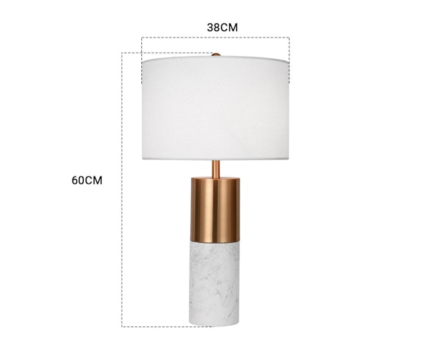 SOGA 2X 60cm White Marble Bedside Modern Desk Table Lamp Living Room Shade with Cylinder Base